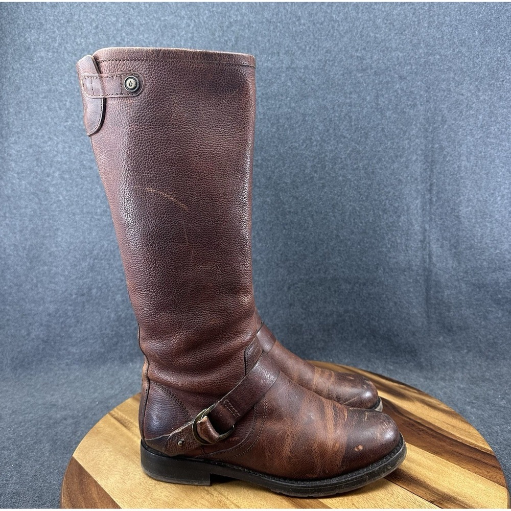 Olukai Nahuku Tall Moto Boots Full Grain Leather Warm Brown Women's Size 8.5